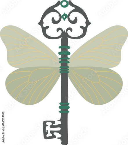 Enchanted Key with Butterfly Wings