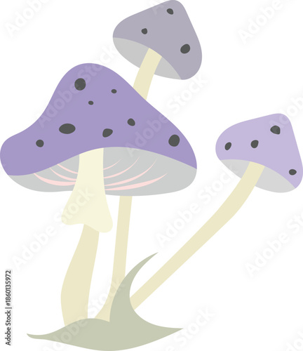 Whimsical Purple Mushrooms Illustration