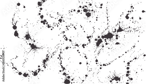 Contrast black and abstract ink splatter texture with scattered dots