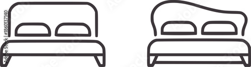 Minimalist black and line of twin bed and sofa outline