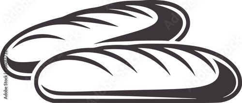 Two elongated loaves of bread in minimalist monochrome