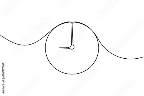 Alarm clock icon continuous one line drawing on white background minimalist timepiece symbol outline vector illustration