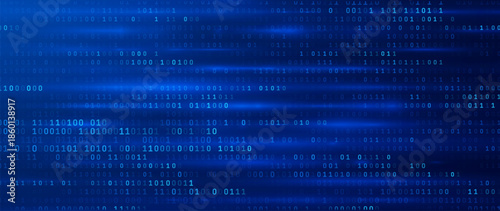 Abstract Binary Software Programming Code Background. Random Parts of Program Code. Digital Data Technology Concept. Random Binary Data Matrix Wide Vector Illustration.