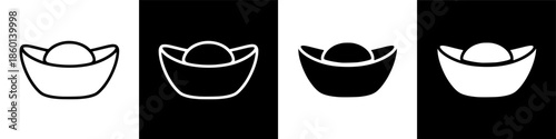Simple yuanbao icons symbolizing traditional Asian wealth and prosperity