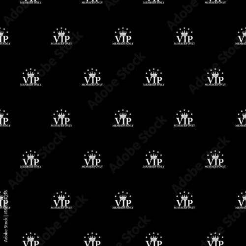 VIP members only seamless pattern isolated on black background