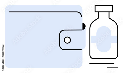 Healthcare affordability, medical funding, vaccination programs, personal expenses, healthcare accessibility, financial planning. Graphic of a wallet and a vaccine bottle. Healthcare affordability