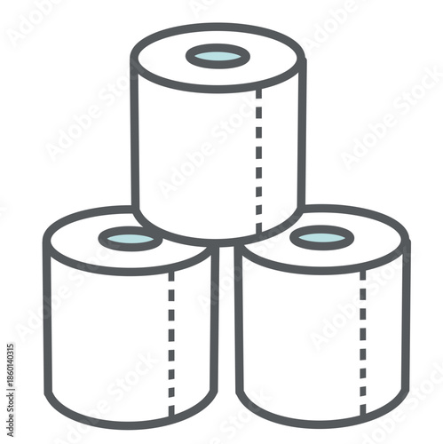 積み重ねられたトイレットペーパー（ストック）のイラスト