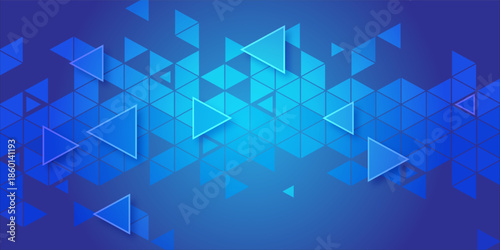 Abstract Blue Geometric Triangle Pattern With Glowing Shapes For Digital Technology Visuals And Modern Backgrounds