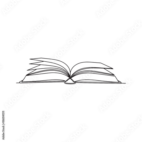 Open Book Doodle Icon, Minimalist Book Sketch Illustration, Hand-Drawn Reading Symbol