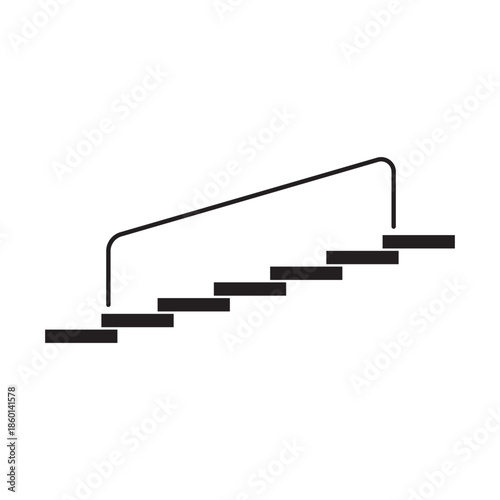 Modern Staircase with Handrail Icon Vector Illustration
