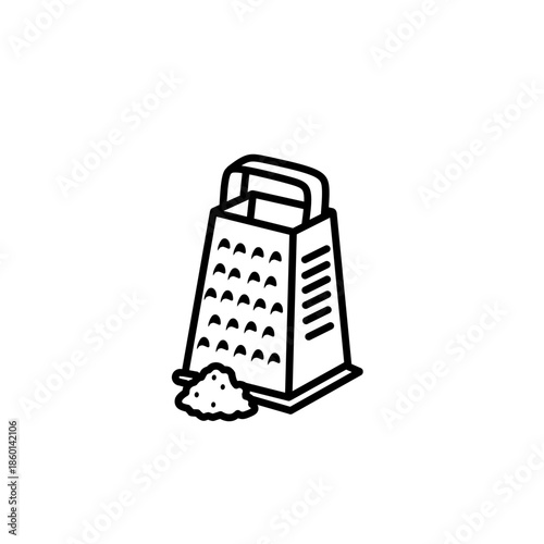 Handheld Kitchen Cheese Grater Tool Line Art