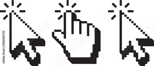 Pixel art cursor icons for computer interaction and navigation