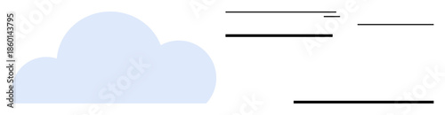 Blue cloud with horizontal lines symbolizing data, communication, synchronization, technology, server storage, network, online tools. Ideal for cloud computing, AI data transfer connectivity