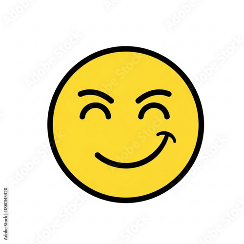 Smiling face with winking eyes emoji with black outline and yellow fill