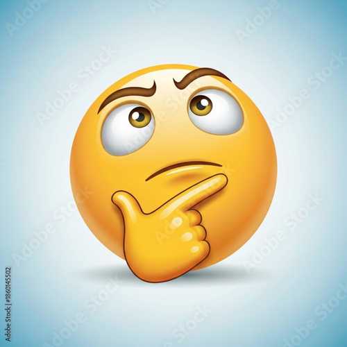 Thinking face emoji with hand on chin looking puzzled and unsure