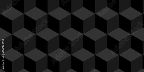 Black geometric cube creative concept triangle overlap square technology background. digital cubes fabric and wallpaper grid block texture background.