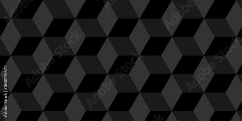 Black geometric cube creative concept triangle overlap square technology background. digital cubes fabric and wallpaper grid block texture background.