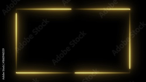 Gold glowing webcam overlay with neon light frame and smooth motion on transparent background Elegant luxury style ideal for streaming layout video intro global celebration events and premium design