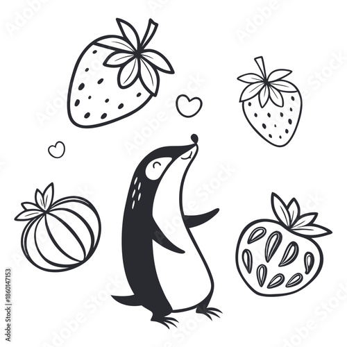 "Whimsical Mole in a Berry Garden"