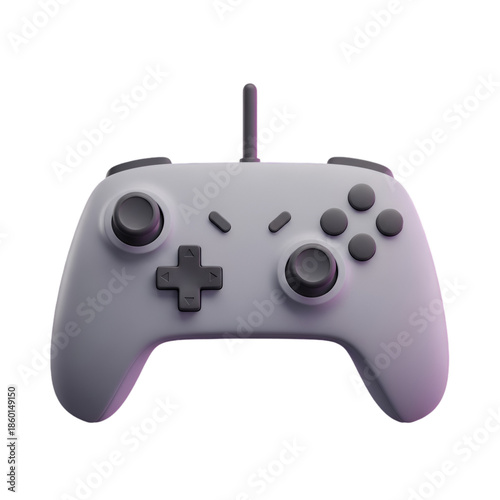 Grey wireless game controller on white background