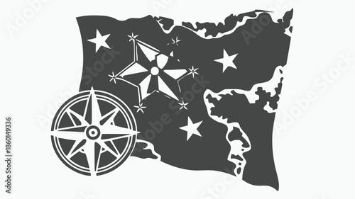 Oregon map with compass and stars navigation symbol