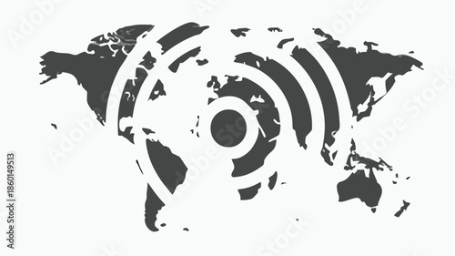 Global connectivity concept with world map and signal waves