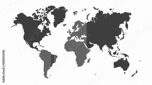 Gray world map on white background for global business and travel