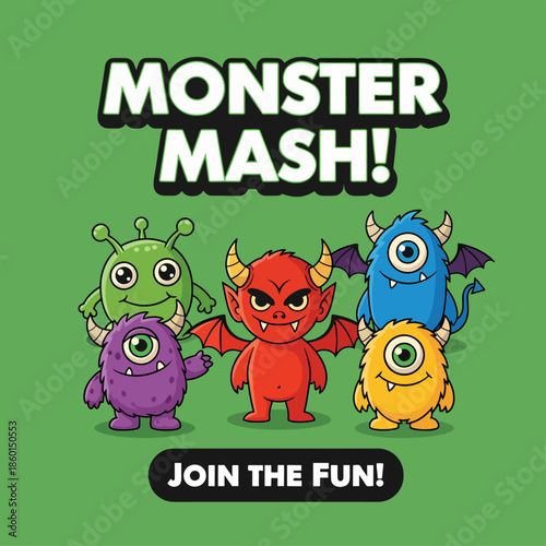 Funny cartoon nature monster design for a Halloween holiday poster or child art card
