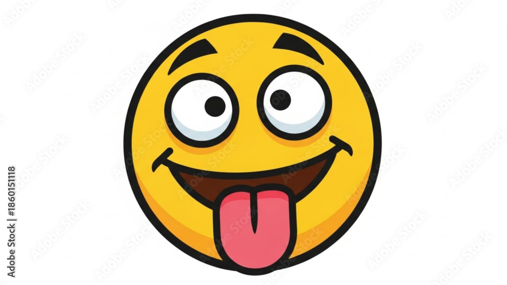 Fototapeta premium A cartoon emoji face with a cheeky expression sticking out its tongue