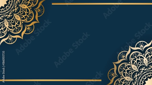 Elegant Gold Mandala Pattern on Deep Teal Background.