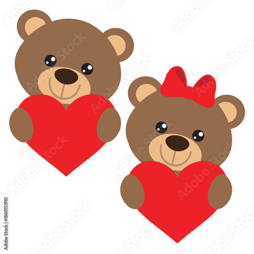 Valentine   bear  vector cartoon illustration