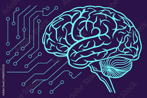 Artificial Intelligence Digital Brain: Glowing Neural Networks Futuristic Tech Concept Stock Images
