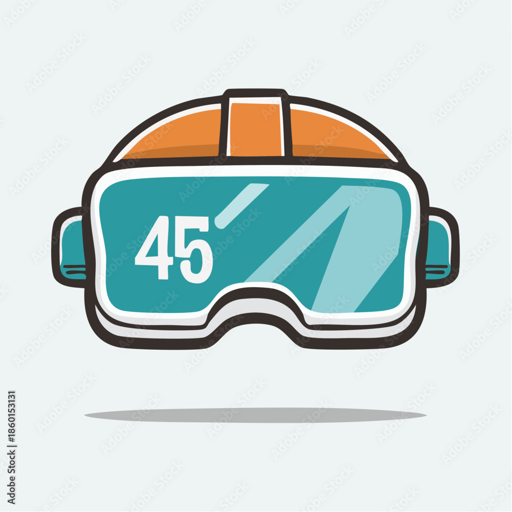 custom made wallpaper toronto digitalIllustration of a virtual reality headset with the number 45 on the screen.