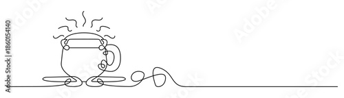 Coffee mug continuous line art minimalist vector illustration