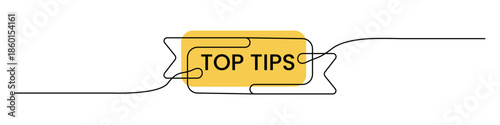 Simple top tips label badge one line drawing minimalist vector illustration