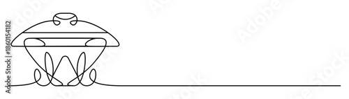 Elegant cloche food serving platter clean line art vector illustration