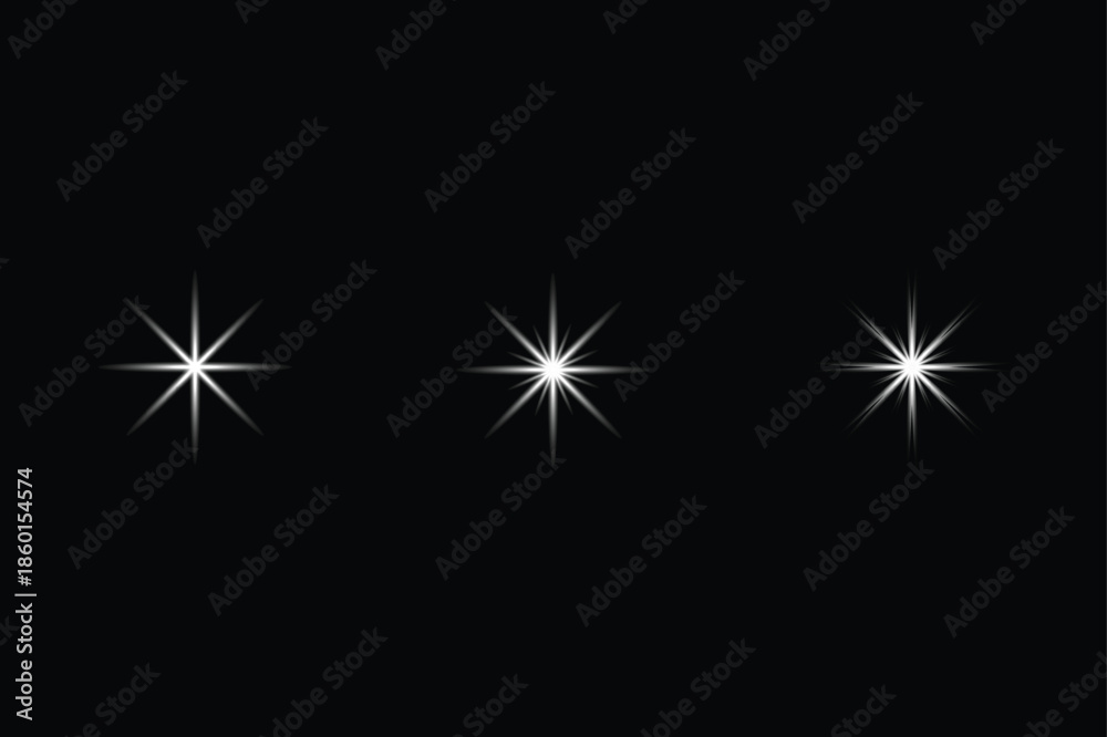 Fototapeta premium Sparkling starburst fireworks glowing on an abstract starry night background