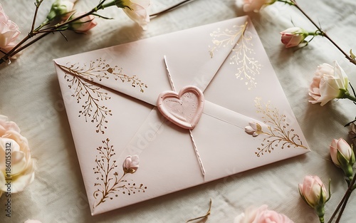 Elegant wedding invitation with delicate floral details