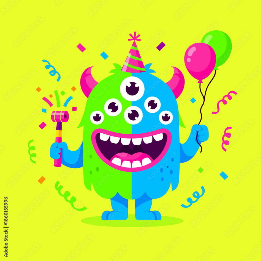 Fototapeta premium happy birthday monster vector
