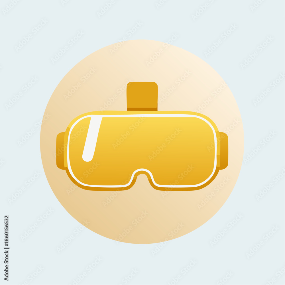 custom made wallpaper toronto digitalVR headset icon on a light orange circle against a light blue background.