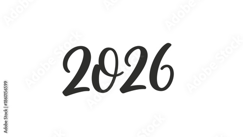 New year 2026 elegant calligraphy on white background illustration