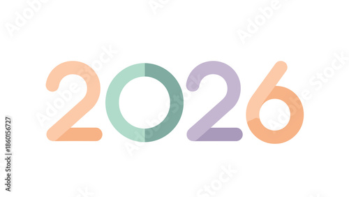 Colorful numerical text 2026 displayed on a white background