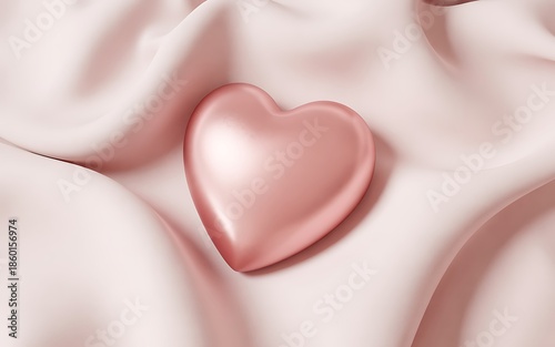 Delicate pink heart on soft fabric