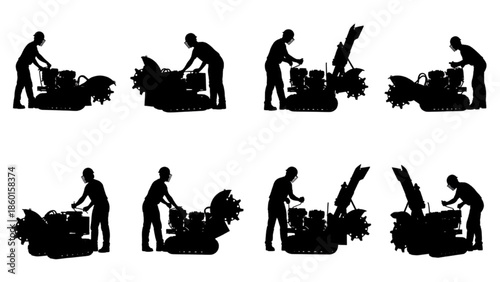 Step-by-step illustration of operating a snowblower machine