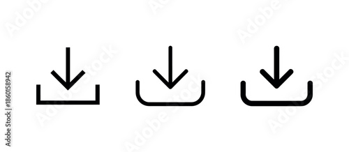 Download Icon Set Vector – File Save and Data Transfer Symbols