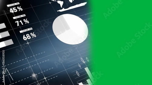 Animation of statistics recording over grid on blue background