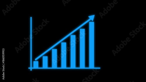 Increasing business graph chart icon animation. Business development graph chart showing marketing sales. Success, Business growth graph concept.