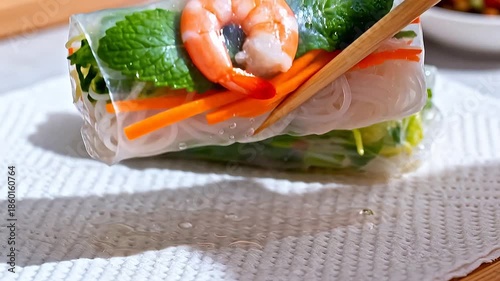 Wallpaper Mural Fresh spring roll with shrimp and vegetables Torontodigital.ca