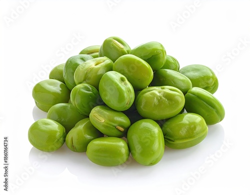 Wallpaper Mural Pile of shiny, bright green, shelled legumes on a clean white backdrop Torontodigital.ca