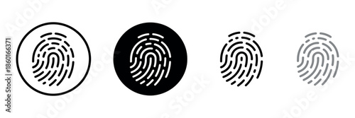 Fingerprint Icon Set Vector: Biometric Identification and Security Symbol for Apps, Websites, and Authentication